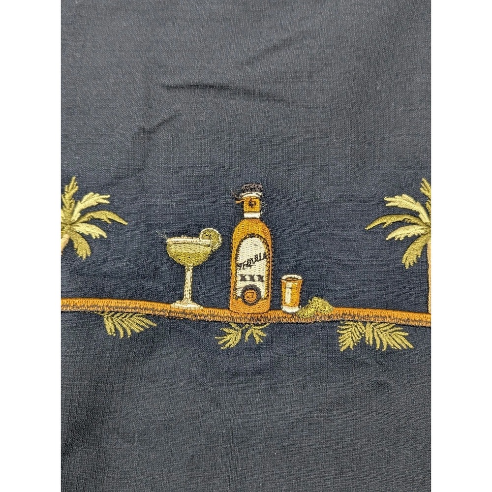 Island Republic Mens Large Shirt Embroidered‎ Drinks Palms Black Beach Vacation - Picture 6 of 9